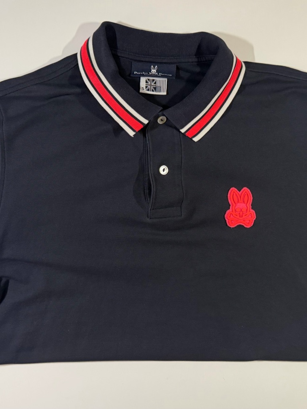 Psycho Bunny Pierce Tipped Pique Polo Shirt – Black – Men’s Size 5